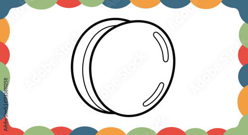 Simple Outline Drawing of a Peach Fruit with Highlights