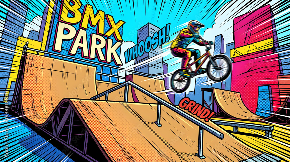 Naklejka premium BMX Rider Performing Trick on Ramp.