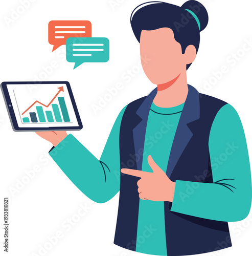 Business presentation with digital technology and communication concept. Ideal for marketing materials, social media posts, and educational presentations.