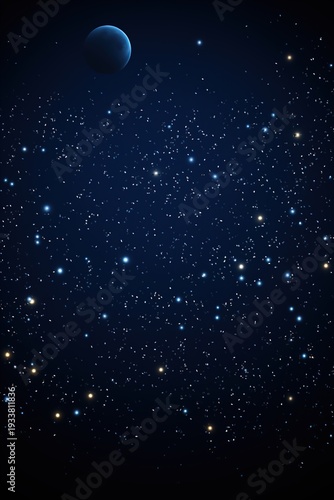 Wallpaper Mural Night Sky with Bright Stars and Blue Planet Torontodigital.ca