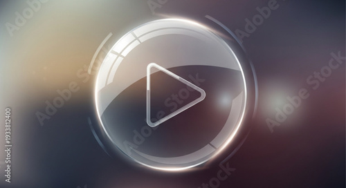 Futuristic Play Button Icon Interface Element.