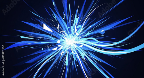 Abstract Blue Light Explosion Energy Burst.