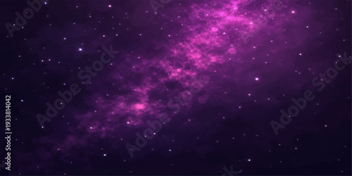 Cosmic Tapestry: A mesmerizing galactic scene unfolds, featuring a vibrant spiral galaxy adorned with countless twinkling stars against a deep violet backdrop.