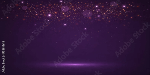 Abstract Purple Backdrop with Glittering Sparkles: A captivating backdrop of deep purple is embellished with glittering gold particles, creating a sense of wonder and elegance.