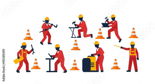 Construction Workers in Orange Jumpsuits.