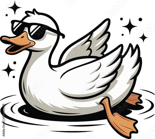 Mega Collection of Cute White Duck Character Icons Featuring Business Grind Mode with Laptop, Paparazzi Media Journalist, Celebrity Fan Engagement, Action Poses of Flying and Running, Strategic Planni