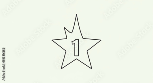 Hand drawn star with number one inside simple graphic.