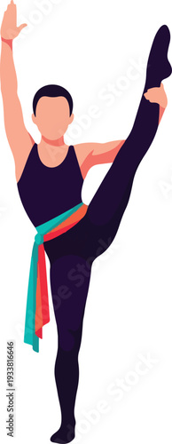 Dancer striking a pose with legs up, suitable for dance studios, fitness classes, performance arts events, and health publications.