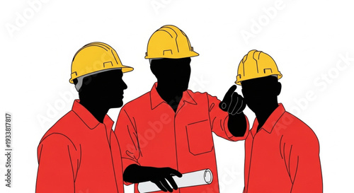 Construction Workers Discussing Project Details.