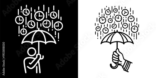 Time Management Protection Concept Raining Clocks