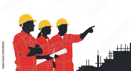 Construction Workers Discussing Project Plans.