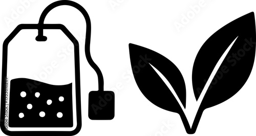 Tea and Coffee Beverage Silhouette Icon Set