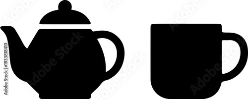 Tea and Coffee Beverage Silhouette Icon Set