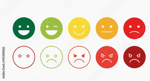 Customer satisfaction rating scale with emoji face icons