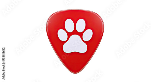 Red Guitar Pick with White Paw Print