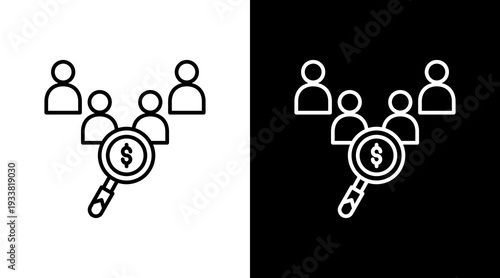 Customer Analytics Outline White Icon Set Design