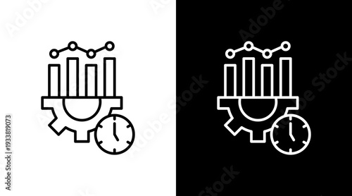 Real Time Analytics Outline White Icon Set Design