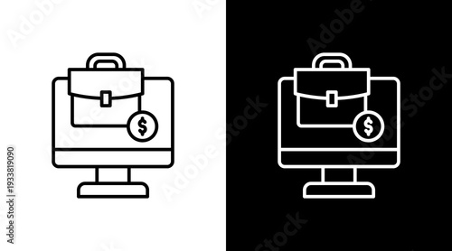 Bi Software Platform Outline White Icon Set Design