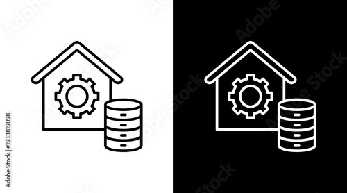 Data Warehouse Outline White Icon Set Design
