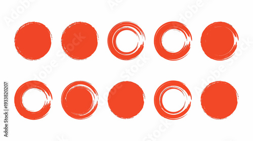 Abstract geometric pattern of red circles with white ring accents forming a bold, minimalist background for modern branding and design projects