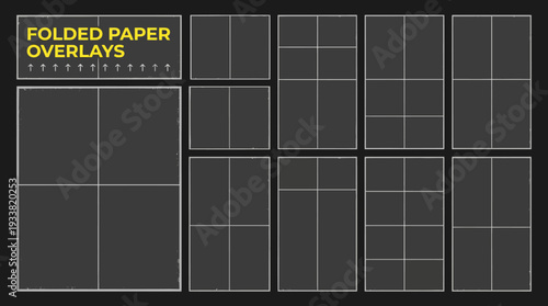 Folded paper overlay pack with tiled grid textures for digital design, scrapbooking, and background layouts