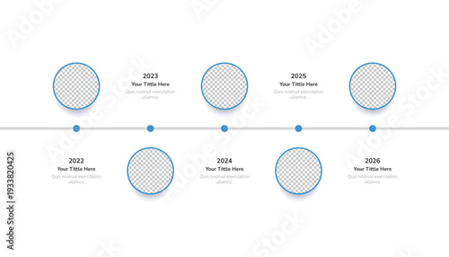 Five Year Horizontal Timeline Infographic Template With Image Placeholders