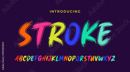 Stroke: a vibrant rainbow-brush lettering font with bold display typography for branding and colorful typographic designs.