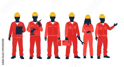 Construction Workers in Orange Jumpsuits.