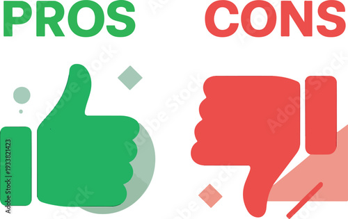 Pros & Cons Flat Icons Art | Creative Vector Illustration for Social Media Banners and others.