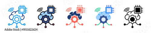 Cloud Computing Icon Sheet Multiple Style Collection 