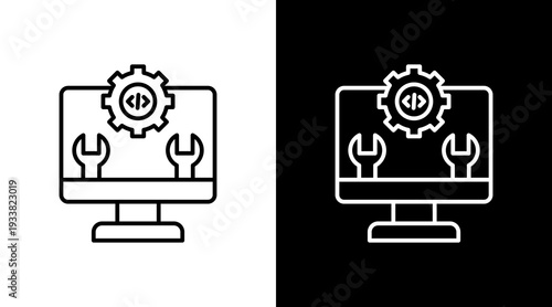 Software Engineering Outline White Icon Set Design