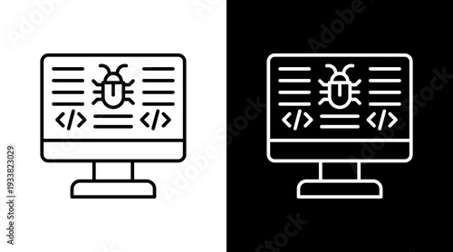Code Debugging Outline White Icon Set Design