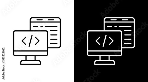 Backend Development Outline White Icon Set Design