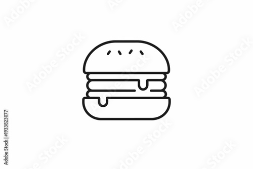 A simple illustration of a hamburger viewed from the side on a clean white background