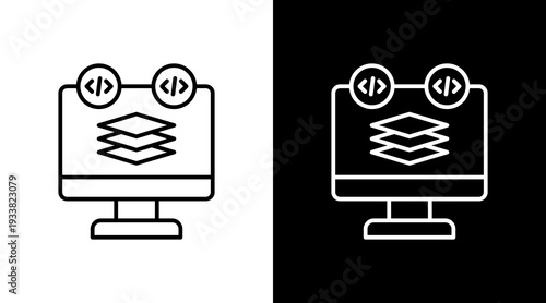 Full Stack Development Outline White Icon Set Design