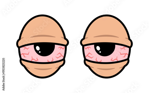 Cartoon Red Eyes Flat Illustration