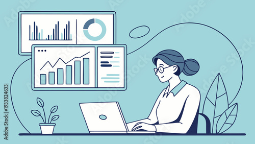 Financial and marketing insights concept with businessman evaluating company growth data.