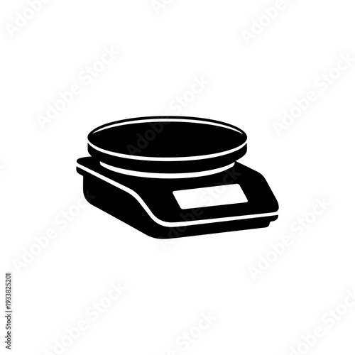 Digital food scale kitchen measurement silhouette icon for cooking On white Background Vector illustration