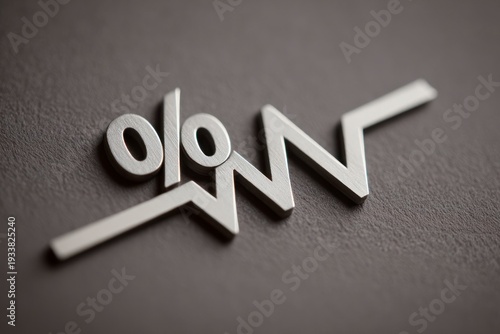 Percent symbol with zigzag line representing volatility, fluctuating interest rate, unstable financial trend and market uncertainty.