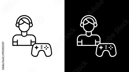 Pro Gamer Outline White Icon Set Design