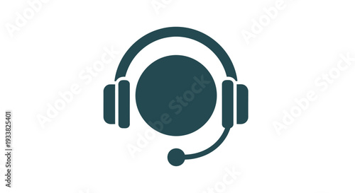 Graphic headset with microphone icon on white background for branding and UI design.