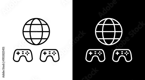 Online Multiplayer Outline White Icon Set Design