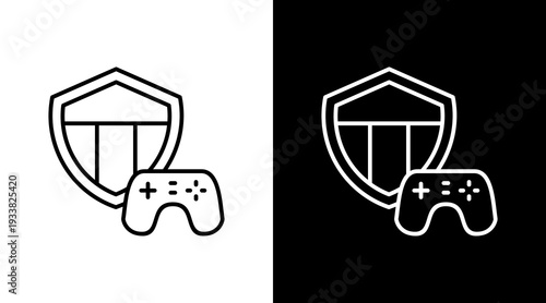 Gaming Clan Outline White Icon Set Design