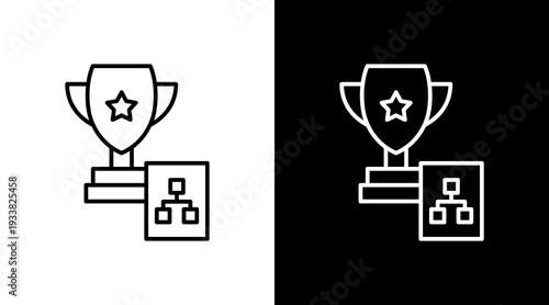 Tournament Bracket Outline White Icon Set Design