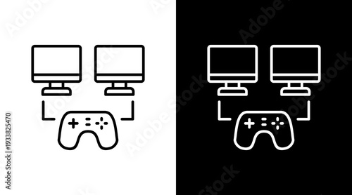 Lan Party Outline White Icon Set Design