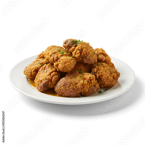 appetizing fried chicken livers on plate isolated