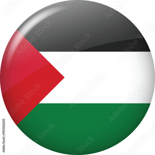 Free Download Palestine Flag Round Glossy Icon – 3D Circular Button - GFXLoad