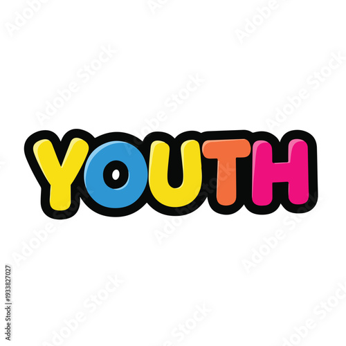 Vibrant colorful typography representing youthful energy and creativity in a bold graphic illustration