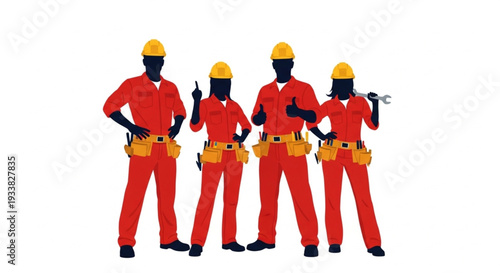 Construction Workers in Uniform Standing.