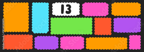 A color set of 20 wavy organic rectangles with wavy edges.